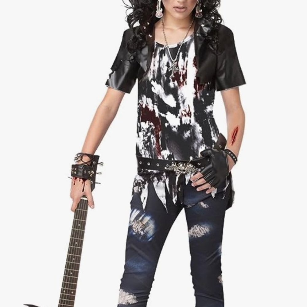 California Costume Rocked Out Zombie Girls Halloween Costume Sz XL 12-14 NWT